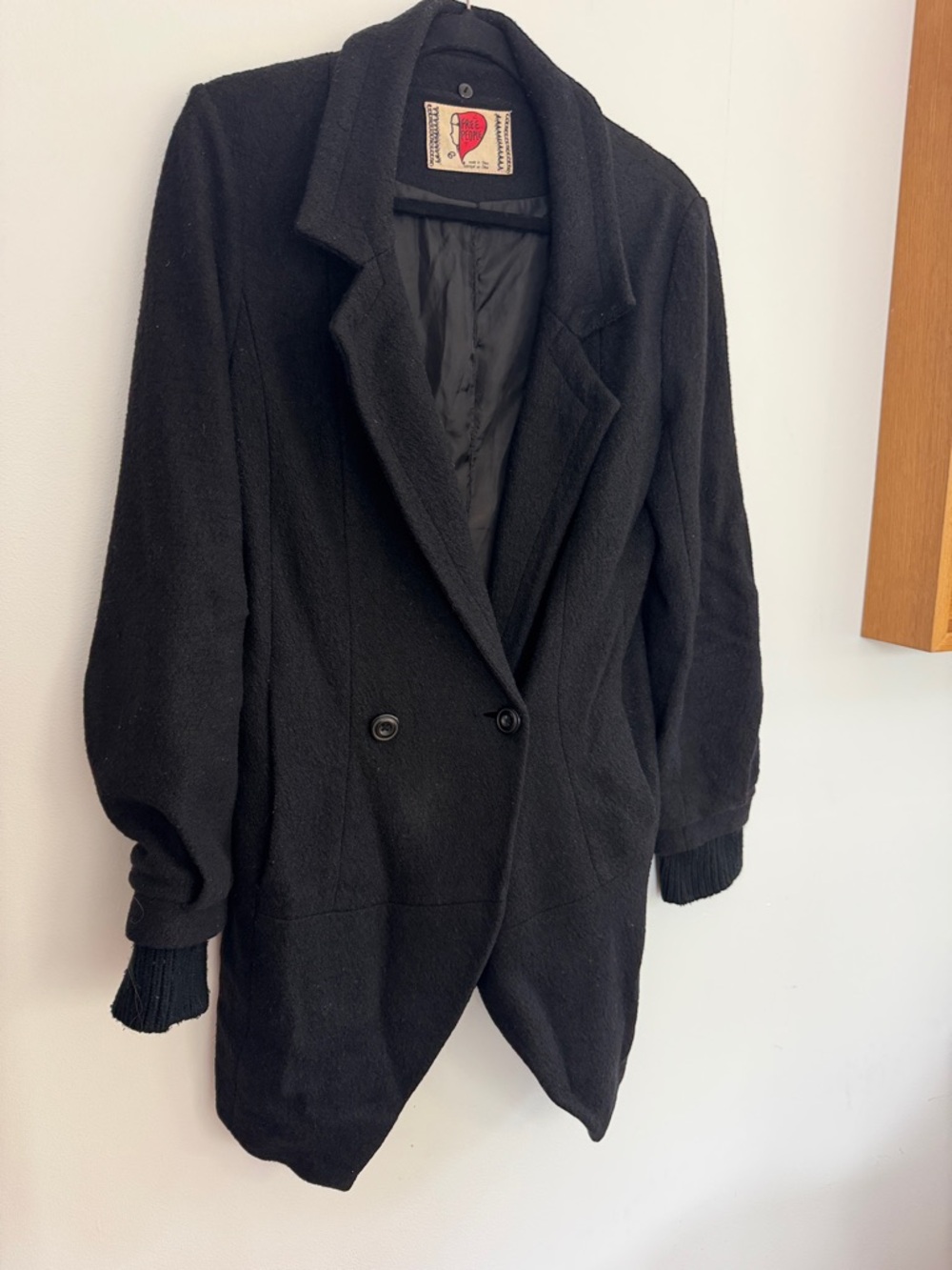 Free People Black Double-Breasted Blazer Coat